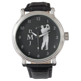 Silver Silhouette Golfer Monogram Armbandsur