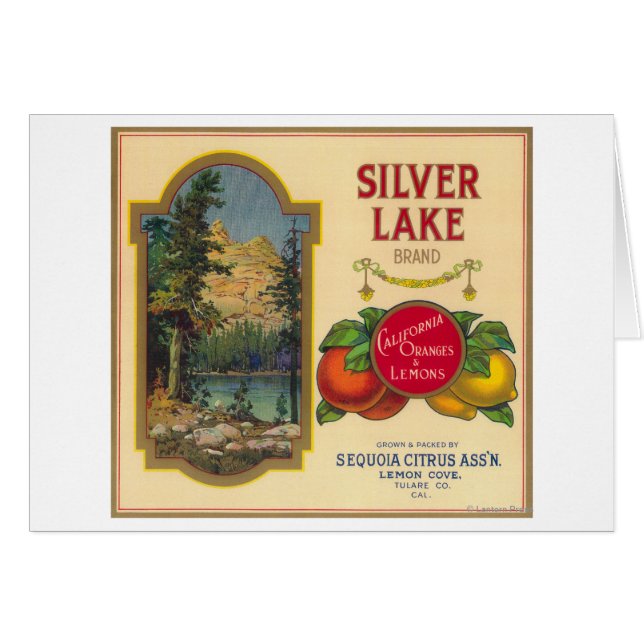 Silver Sjö Orange LabelLemon Cove, CA Hälsningskort (Framsidan Horizontal)