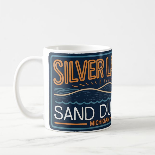 Silver Sjö Sand Dunes Neon-signatur Kaffemugg (Vänster)