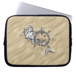 Silver Sjöjungfru vid stranden Laptop Sleeve