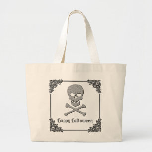 Silver Skull & Crossbone Halloween Jumbo Tygkasse