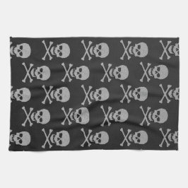 Silver Skull & Crossbone Halloween Kökshandduk