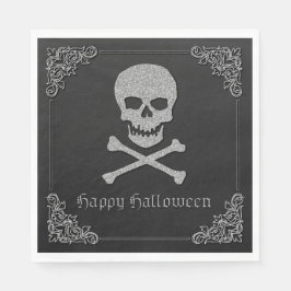 Silver Skull & Crossbone Halloween Pappersservett