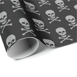 Silver Skull & Crossbone Halloween Presentpapper