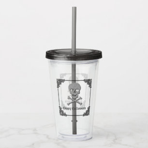 Silver Skull & Crossbone Halloween Take Away Mugg