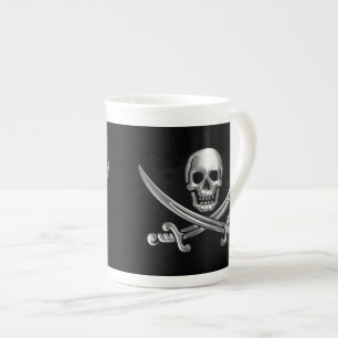 Silver Skull och korsade ord Benporslin Mugg