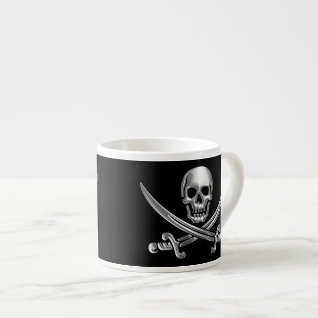 Silver Skull och korsade ord Espressomugg (Framsida höger)