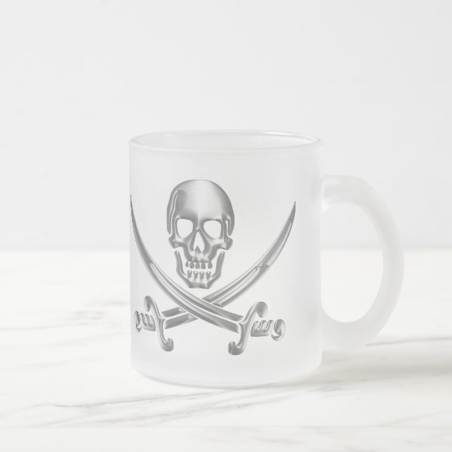 Silver Skull och korsade ord Frostad Glasmugg (Höger)
