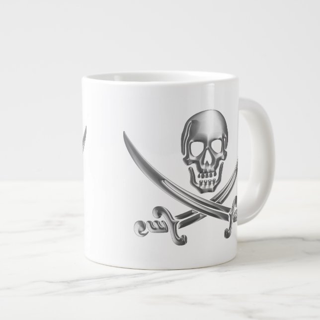 Silver Skull och korsade ord Jumbo Mugg (Framsida höger)