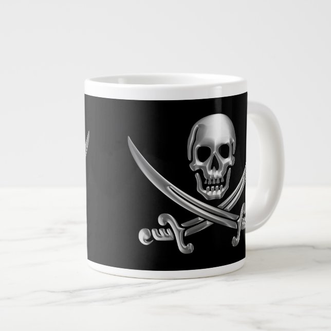 Silver Skull och korsade ord Jumbo Mugg (Framsida höger)
