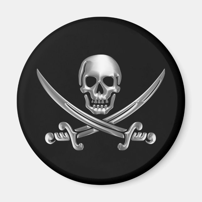 Silver Skull och korsade ord Magnet (Framsidan)