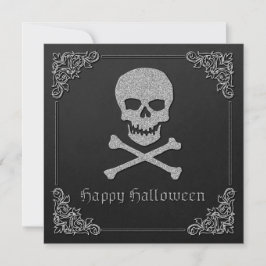 Silver Skull och korsben Halloween-hälsningskort