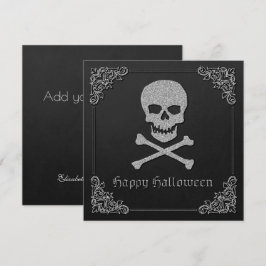 Silver Skull och korsben Halloween-hälsningskort