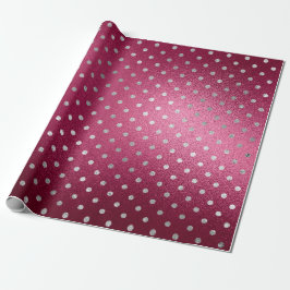 Silver Small Polka dots Grått Metallic Beet Red Presentpapper