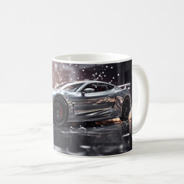 Silver Snabb Sportbil Drifting Kaffemugg (Framsida höger)