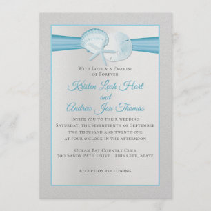 Silver Snäcka Tropical Blue Beach Wedding Inbjudningar