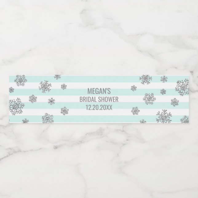 Silver Snö Blue Rand Winter Möhippa Vattenflaskor Etikett (Singel etikett)