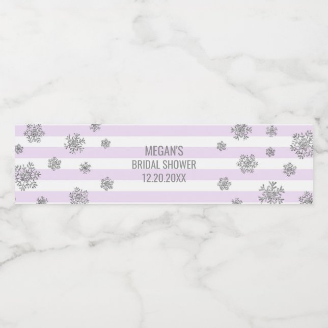 Silver Snö Lila Rand Winter Möhippa Vattenflaskor Etikett (Singel etikett)