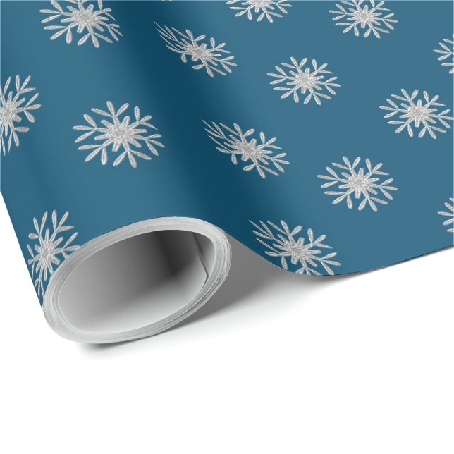 Silver Snöflinga Presentpapper (Rullad Hörn)