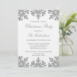 Silver Snöflinga Vinter Julfest Inbjudningar