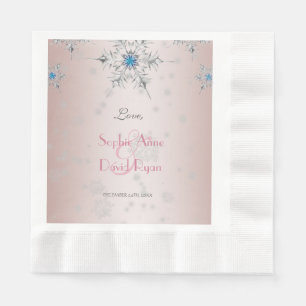 Silver Snöflingor Crystals Rosa Pearls Bröllop Pappersservett