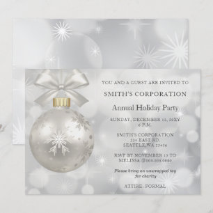 Silver Snöflingor Elegant Corporate Julfest Inbjudningar