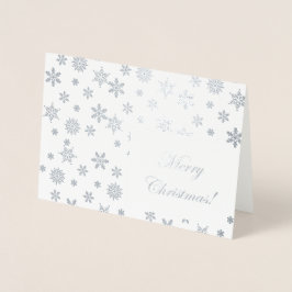 Silver Snöflingor God jul! Folierat Kort