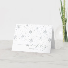Silver Snöflingor God Jul Hölsning Helgkort