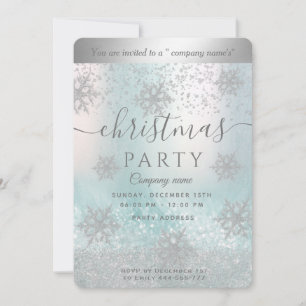 Silver snöflingor, jultomte party inbjudningar
