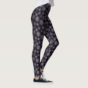 Silver snöflingor med fiskskalor mönster leggings