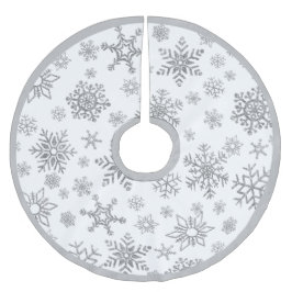 Silver Snöflingor om vitjul Julgransmatta Borstad Polyester