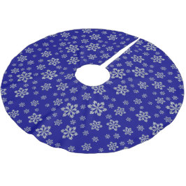 Silver Snöflingor på Blue Julgransmatta Borstad Polyester