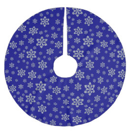 Silver Snöflingor på Blue Julgransmatta Borstad Polyester