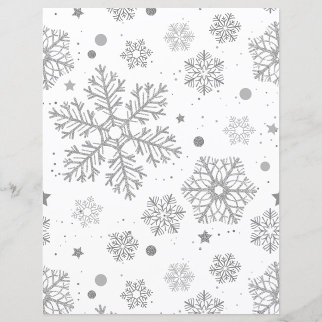 Silver snöflingor på vitt (Framsida)