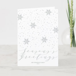 Silver Snöflingor Säsongens Hälsningar Jul Holi Helgkort