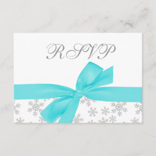 Silver Snöflingor Teal Bow OSA kort