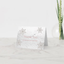 Silver Snöflingor White Snö Baby Shower Rosa  Tack Kort