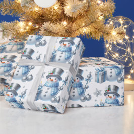 Silver Snögubbar Presentpapper