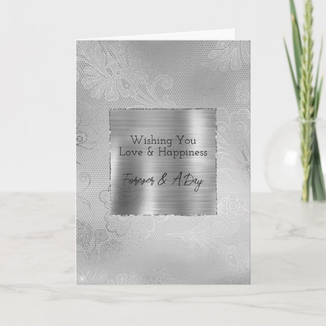 Silver Snöre Blommigt Kort (Framsida)