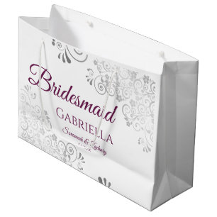 Silver Snöre Cassis Lila White Bridesmaid Bröllop