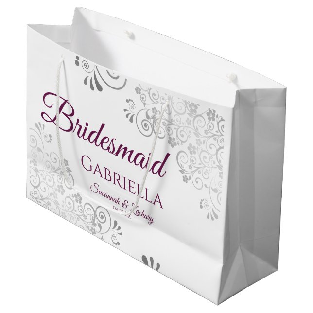 Silver Snöre Cassis Lila White Bridesmaid Bröllop (Framsidan Vinklad)
