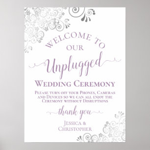 Silver Snöre Lavender Unplugged Bröllop Ceremony Poster