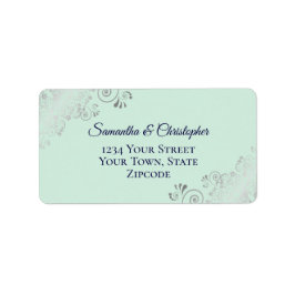 Silver Snöre Mint & Navy Elegant bröllop Adress Adressetikett