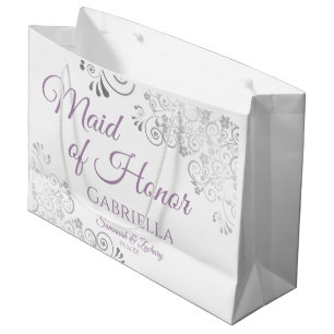 Silver Snöre och Lavender Maid of honor White Bröl