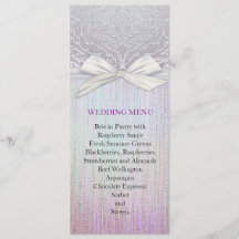 Silver Snöre Ribbon Lavender Pastel Bröllop Menu