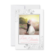 Silver Snöre Rosa vid vit Kärlek och tack Bröllop