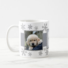 Silver Snowflake 2 Photo Monogram jul Kaffemugg