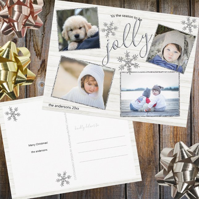 Silver Snowflake 4 Photo Jolly jul Vykort (Skapare uppladdad)