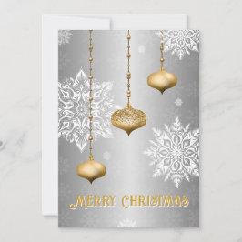 Silver Snowflake and Ornament Christmas Card Julkort