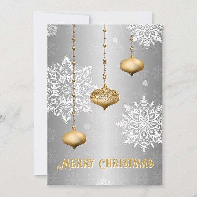 Silver Snowflake and Ornament Christmas Card Julkort (Framsida)